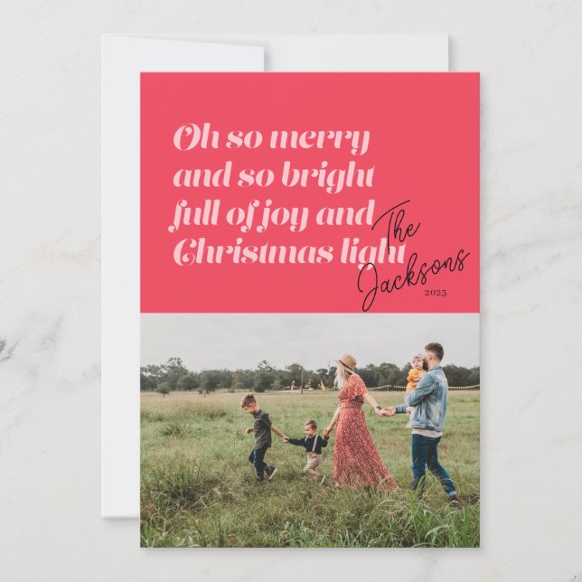 Tarjeta Festiva Oh So Merry Christmas Moderne Card Coral (Anverso)