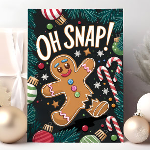 Tarjeta Festiva ¡Oh, sorpresa! Hombre de jengibre divertido Navida