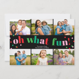 Tarjeta Festiva Oh What Fun 6 Photo Collage Christmas Holiday Card