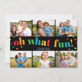 Tarjeta Festiva Oh What Fun 6 Photo Collage Christmas Holiday Card