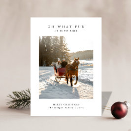 Tarjeta Festiva Oh What Fun Horse Sleigh Ride Photo Christmas Card