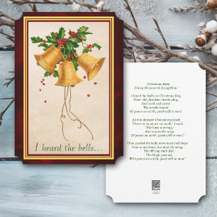 Tarjeta Festiva Oí a los Navidades de poema de Bells Longfellow
