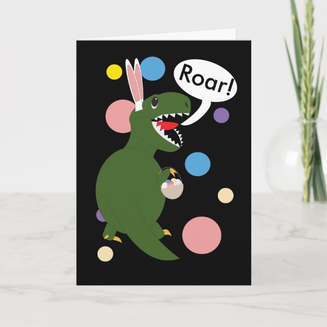 Tarjeta Festiva Oídos de conejo de conejito de Rex del Tyrannosaur (Anverso)