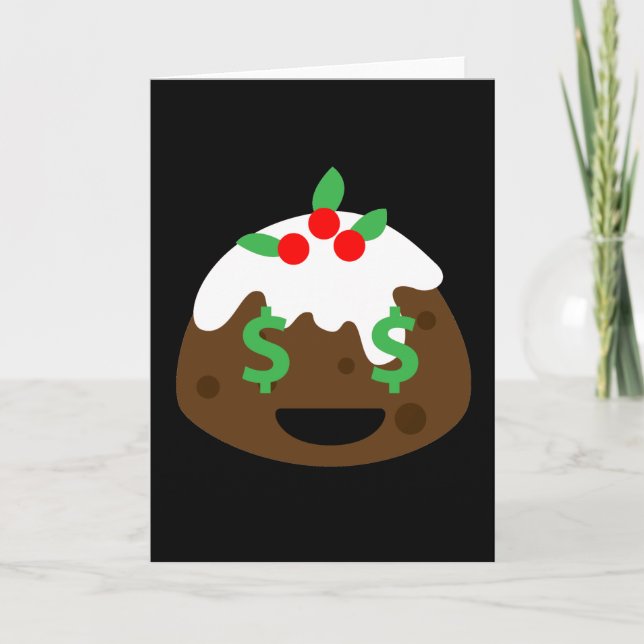 Tarjeta Festiva ojos de dinero navidades pudding (Anverso)