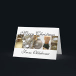 Tarjeta Festiva Oklahoma Merry Christmas Collage Card<br><div class="desc">Creado a partir de una foto original del Studio Porto Sabbia! Esta tarjeta del Collage de Navidades Negros,  Blancos y Oro está disponible para diferentes relaciones (familiares),  todos los estados de EE.UU. y en varios idiomas.</div>