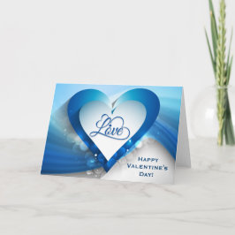 Tarjeta Festiva Ola de corazón azul el día de San Valentín - Perso