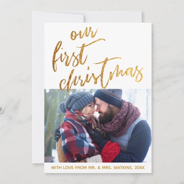 Tarjeta Festiva Olas de oro en blanco durante nuestra primera Navi (Anverso)