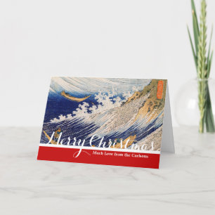 Tarjeta Festiva Olas del Océano de Hokusai Barcos Marítimos