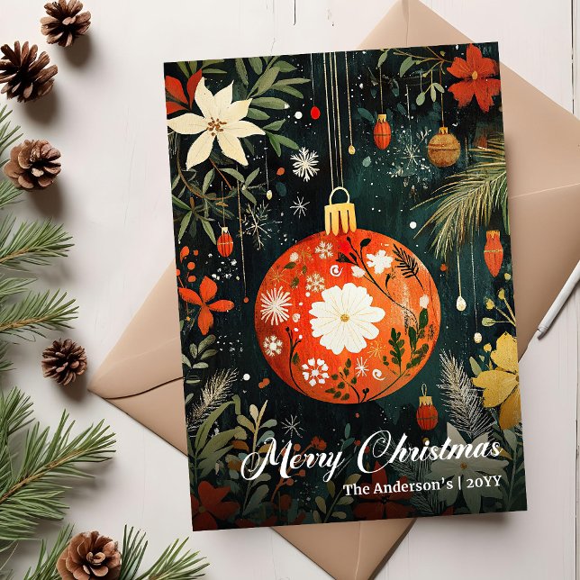 Tarjeta Festiva Old Fashioned Christmas Bauble Digital Greeting (Old Fashioned Christmas Bauble Digital Greeting Holiday Card)