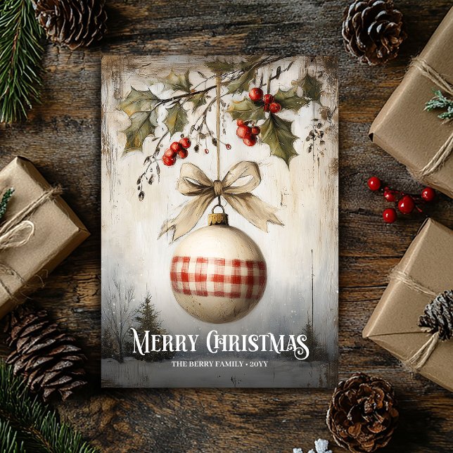 Tarjeta Festiva Old fashioned watercolor red white Christmas cards (Old fashioned watercolor red white Christmas cards)