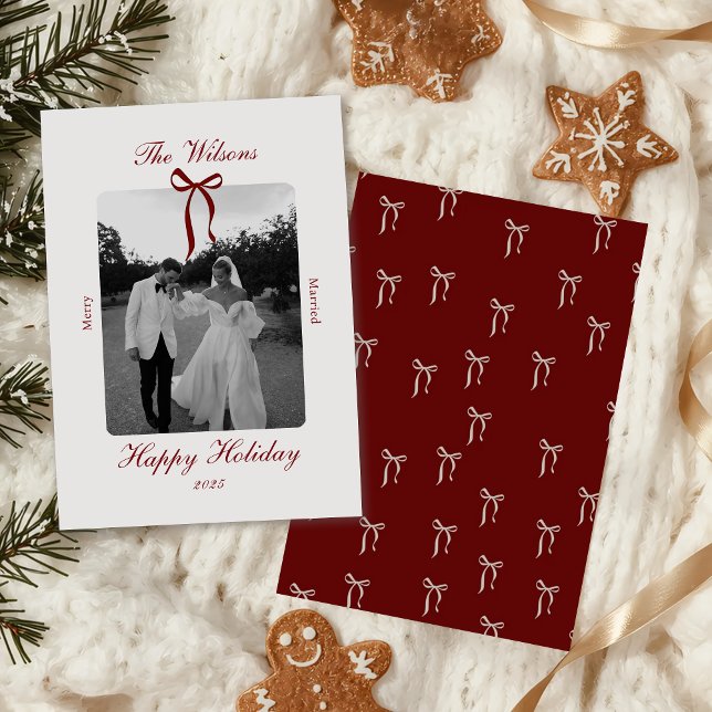 Tarjeta Festiva Old Money Burgundy Photo Christmas Holiday Card (Subido por el creador)