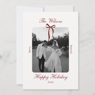 Tarjeta Festiva Old Money Burgundy Photo Christmas Holiday Card