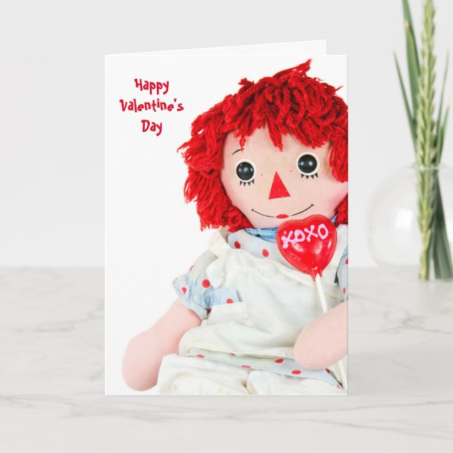 Tarjeta Festiva Old Rag Doll Valentine (Anverso)