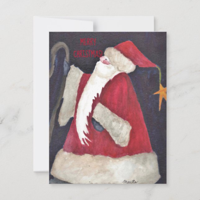 Tarjeta Festiva Old World Santa  (Anverso)