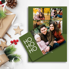 Tarjeta Festiva Olive Green "HO HO HO"