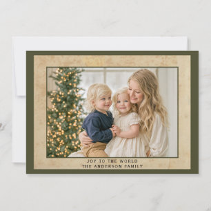 Tarjeta Festiva Olive Green Joy to World Multi Foto Heirloom