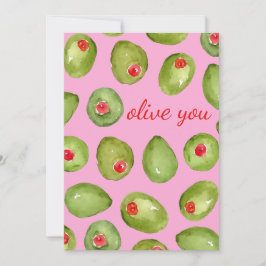 Tarjeta Festiva Olive You Watercolor