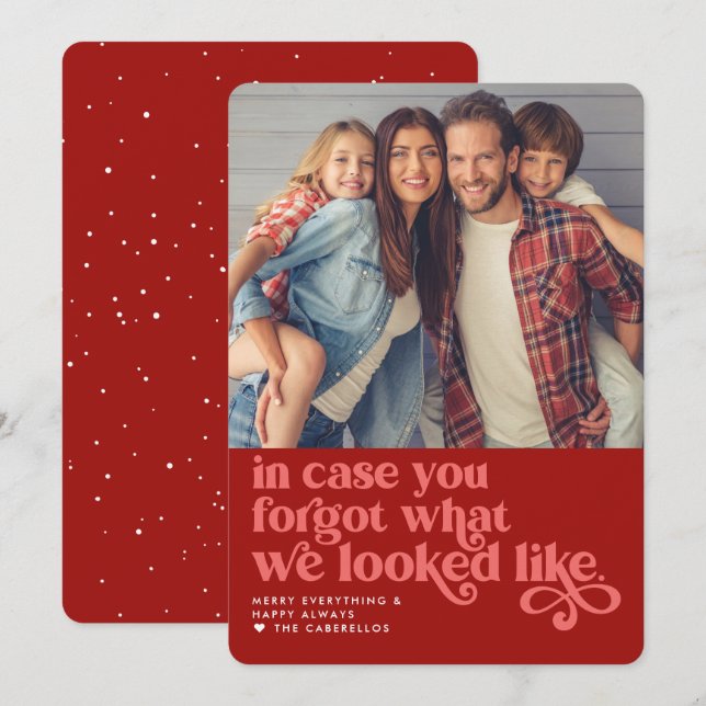 Tarjeta Festiva Olvidamos cómo nos veíamos | Foto de Navidades (Anverso / Reverso)