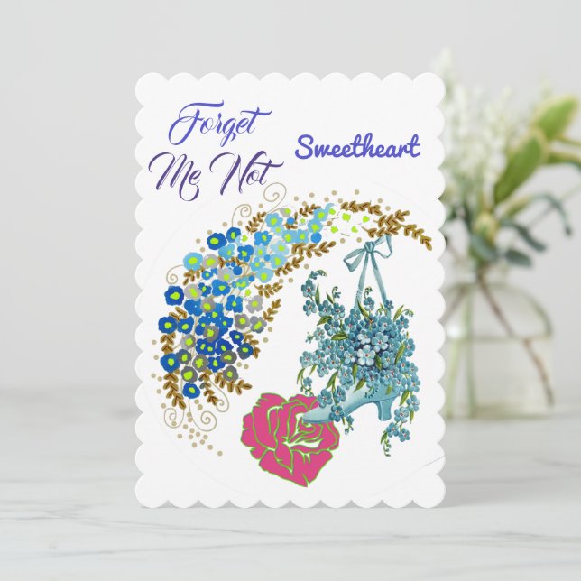Tarjeta Festiva Olvídate de mí no es amor Romántico Rosa Floral (Anverso de pie)
