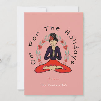 Tarjeta Festiva 'Om For The Holidays' Family Yoga Holiday Card