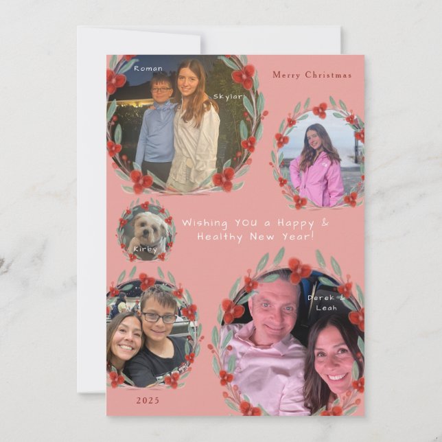 Tarjeta Festiva 'Om For The Holidays' Family Yoga Holiday Card (Reverso)