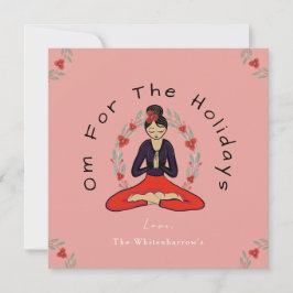 Tarjeta Festiva 'Om For The Holidays' Yoga and Wreath Card