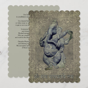 Tarjeta Festiva Om Gan Ganpataye Mantra a Lord Ganesha