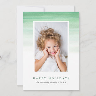 Tarjeta Festiva Ombre de color de agua verde   Foto de Navidades