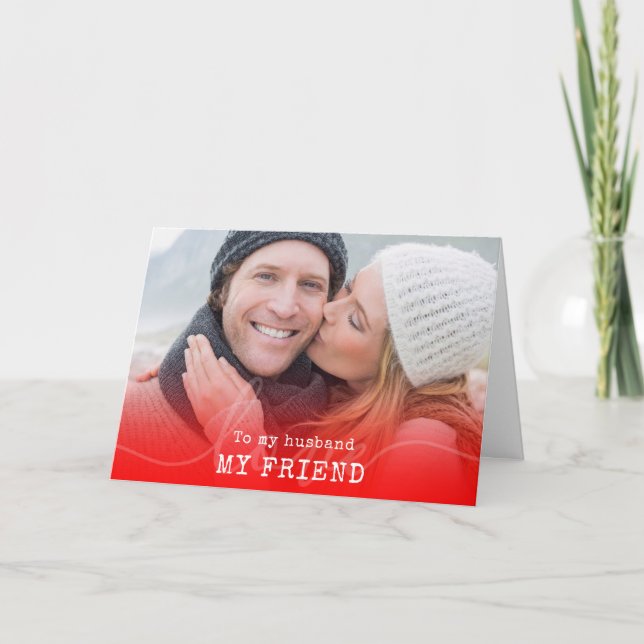 Tarjeta Festiva Ombre Rojo Moderno A San Valentín De Fotografía De (Anverso)