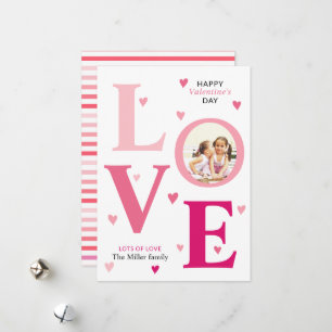 Tarjeta Festiva Ombre rosa AMOR Día de San Valentín dos fotos