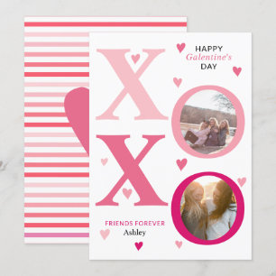 Tarjeta Festiva Ombre rosa Día de Galentines HOHO dos fotos