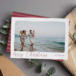 Tarjeta Festiva Ondulado | Simple Horizontal Merry Christmas Photo