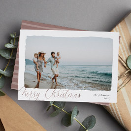 Tarjeta Festiva Ondulado | Simple Horizontal Merry Christmas Photo
