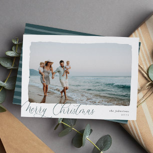 Tarjeta Festiva Ondulado   Simple Horizontal Merry Christmas Photo