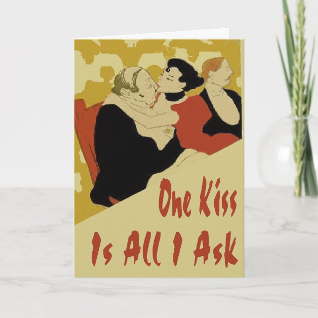 Tarjeta Festiva One Kiss Valentine (Anverso)