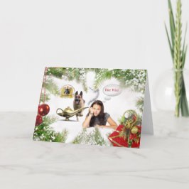 Tarjeta Festiva One Wish - Navidades del Pastor Alemán