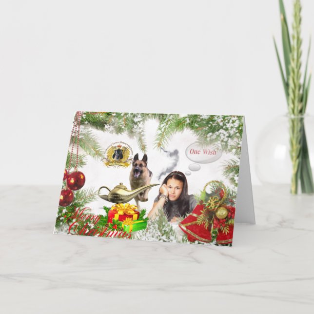 Tarjeta Festiva One Wish - Navidades del Pastor Alemán (Anverso)