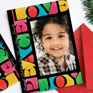 Tarjeta Festiva ónix colorido AMOR PAZ ALEGRÍA una foto moderna