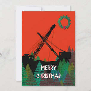 TARJETA FESTIVA OPERADOR DE GRÚA GRÚA VINTAGE CRAWLWER GRÚA NOROES