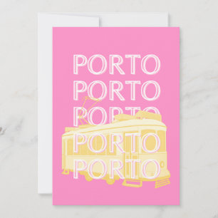 Tarjeta Festiva Oporto Travel Art, Portugal, Pink