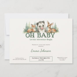 Tarjeta Festiva Opossum Woodland Baby Shower Invitation