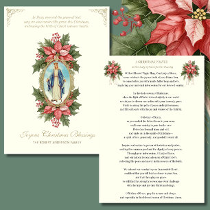 Tarjeta Festiva Oración Católica Religiosa Madre María Poinsettia