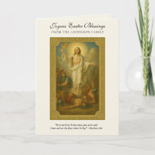 Tarjeta Festiva Oración de la resurrección de Jesús en Pascua Escr