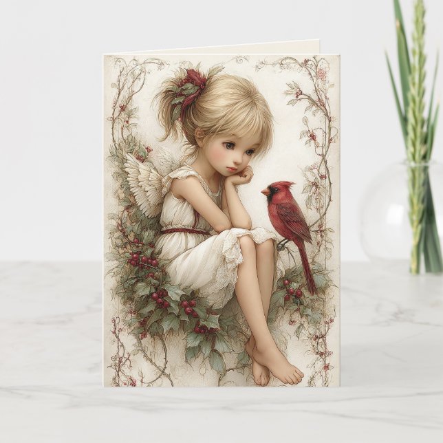 Tarjeta Festiva Oración de Navidades de un cardenal (Anverso)