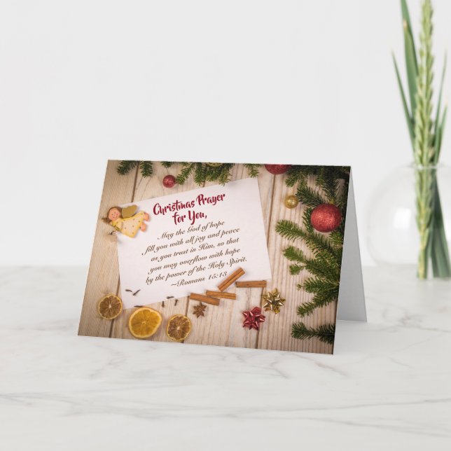 Tarjeta Festiva Oración de navidades, Dios de la Esperanza te llen (Anverso)