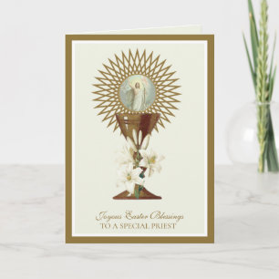 Tarjeta Festiva Oración de Pascua Sacerdote Católico Resurrección 