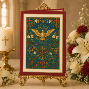 Tarjeta Festiva Oración del Sacramento de la Confirmación Verde Do