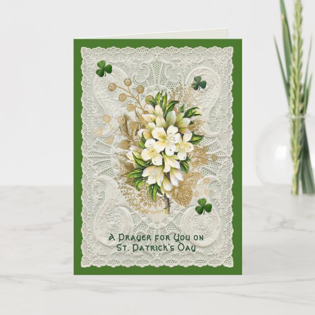 Tarjeta Festiva Oración religiosa del Día de San Patrón Shamrock (Anverso)