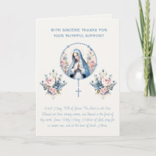 Tarjeta Festiva Oración religiosa floral Virgen María Escritura