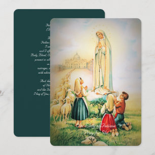 Tarjeta Festiva Oración Trinitaria Nuestra Señora de la Fatima Ang